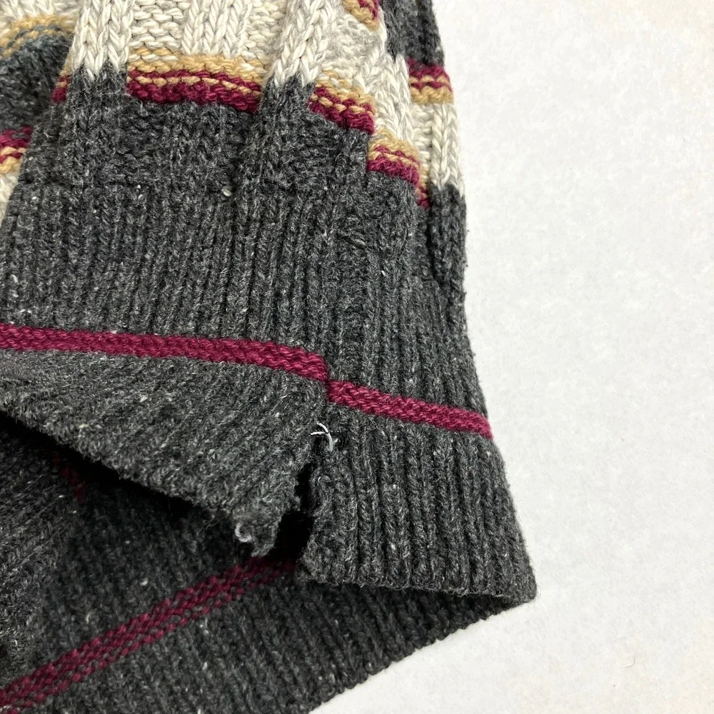 VTG 90s Croft & Barrow Sweater Mens M Striped Textured Knit Oversized Distressed
